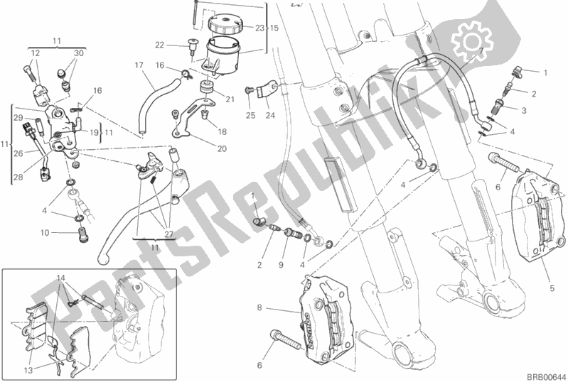 All parts for the Front Brake System of the Ducati Supersport Thailand 950 2020